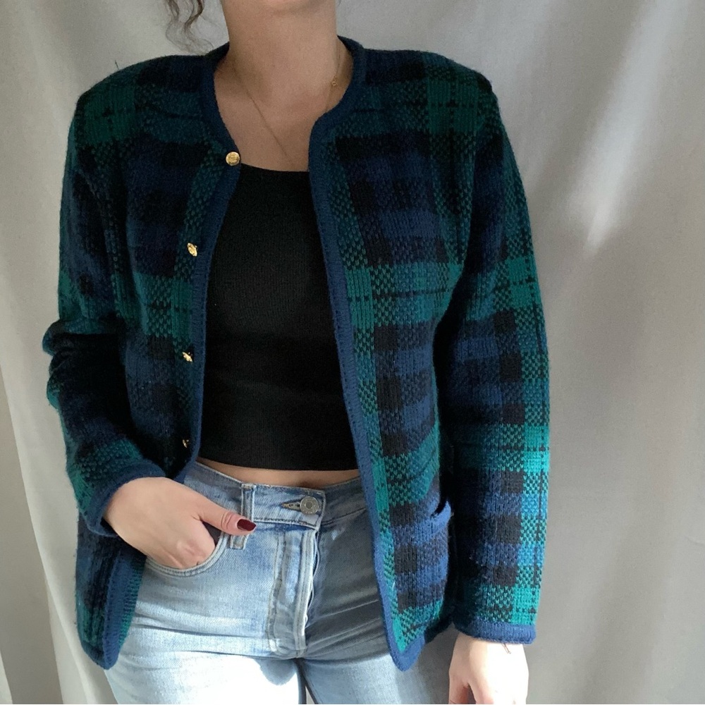 Crystal Kobe Plaid Cardigan